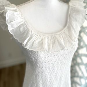 Gretchen Scott white eyelet ruffle dress. 2 xs